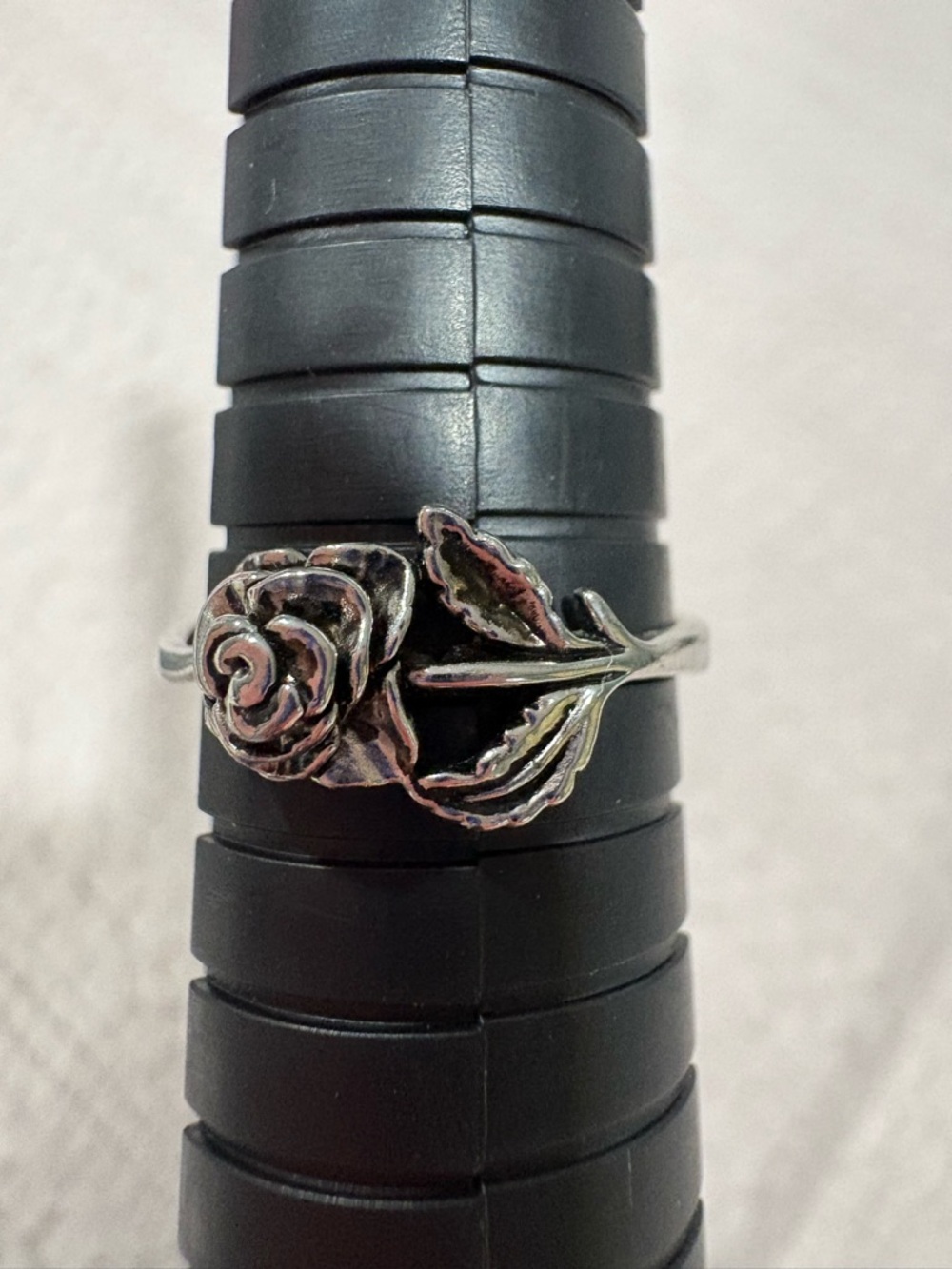 Sterling Silver Rose Leaf  Ring - size 8